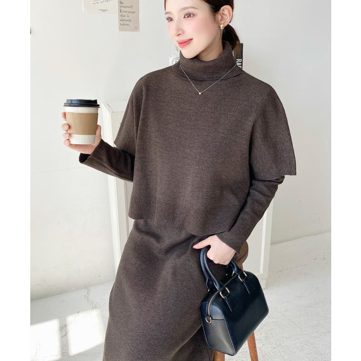 タートルネックベスト＆クルーネック長袖ニットワンピース | moment+ | 詳細画像52 