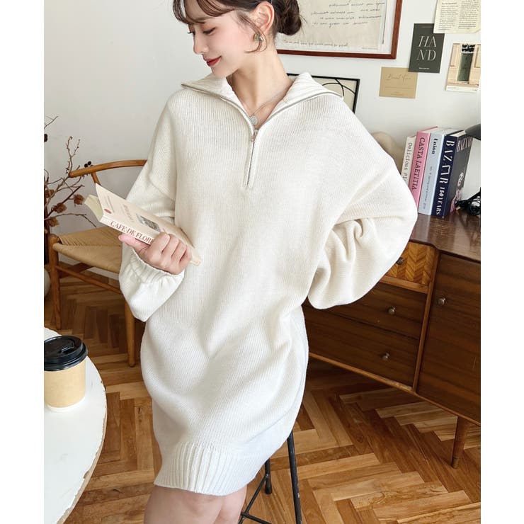 ハーフジップニットワンピース6G | moment+ | 詳細画像10 