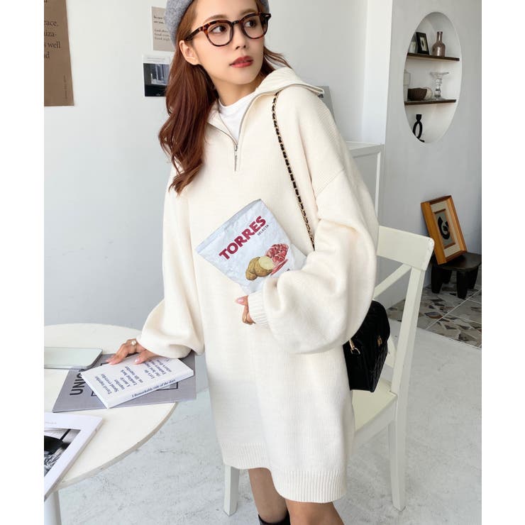 ハーフジップニットワンピース6G | moment+ | 詳細画像14 