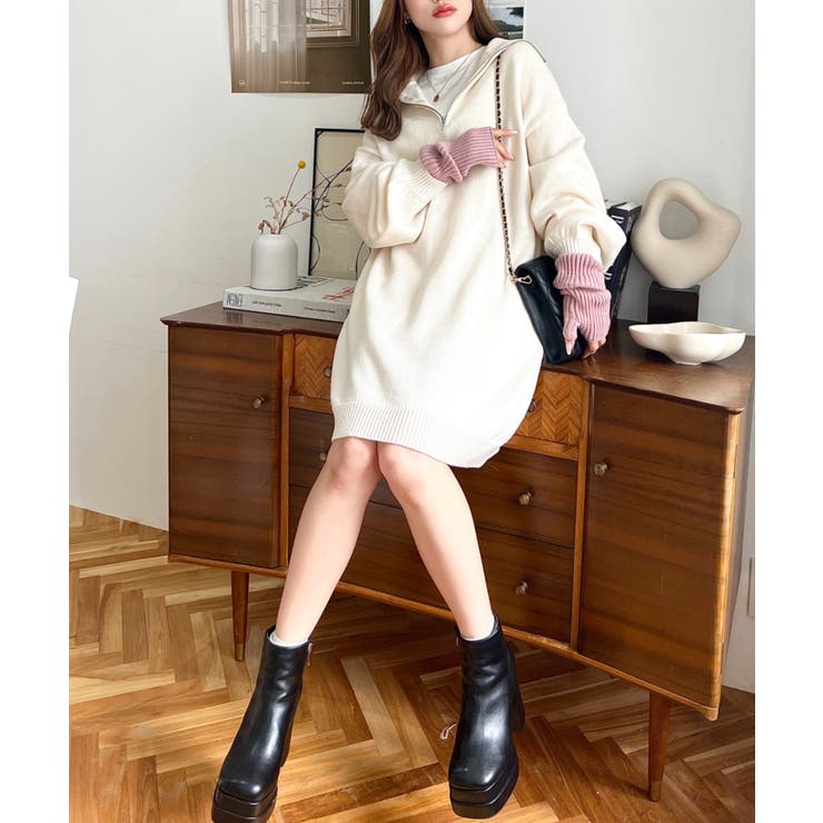 ハーフジップニットワンピース6G | moment+ | 詳細画像17 