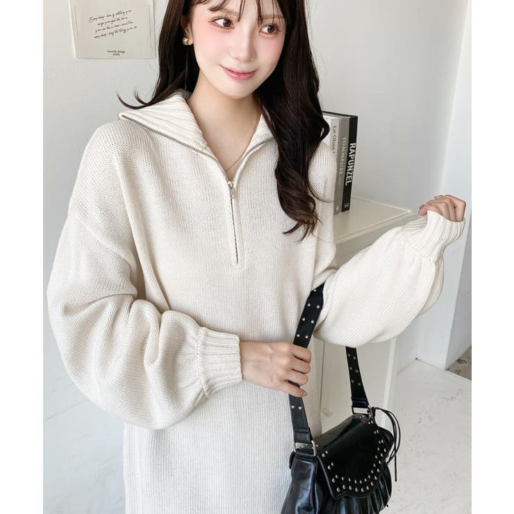 ハーフジップニットワンピース6G | moment+ | 詳細画像23 