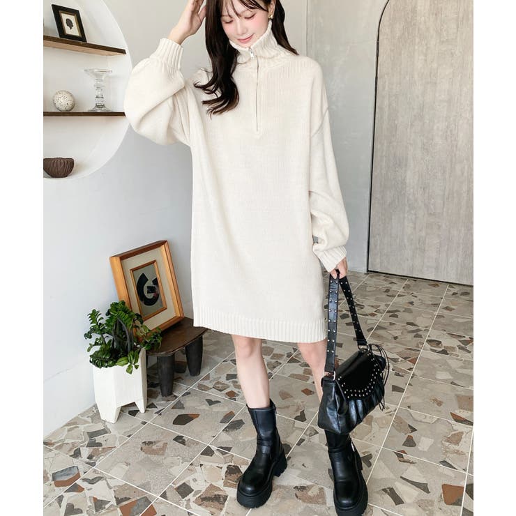 ハーフジップニットワンピース6G | moment+ | 詳細画像25 