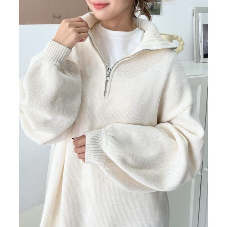 ハーフジップニットワンピース6G | moment+ | 詳細画像3 