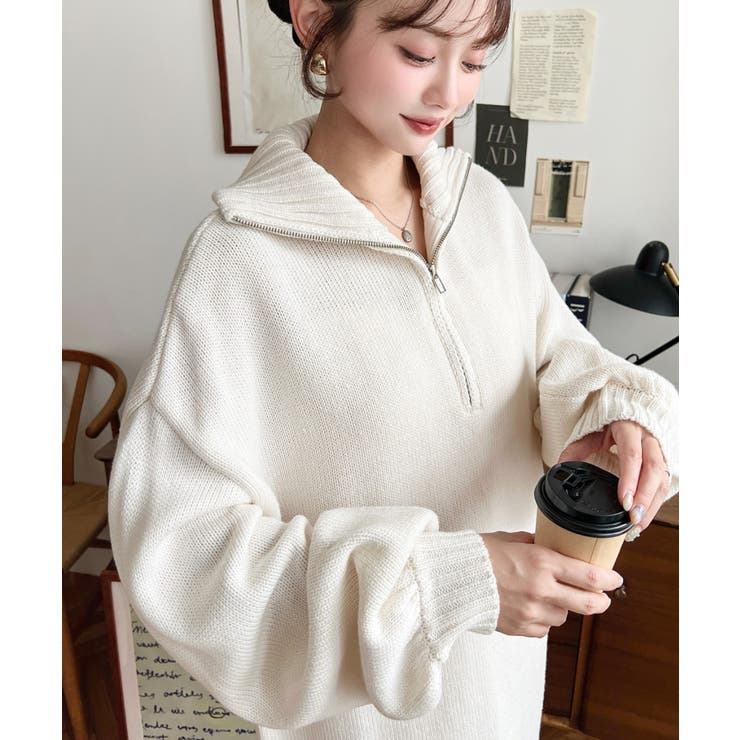 ハーフジップニットワンピース6G | moment+ | 詳細画像30 