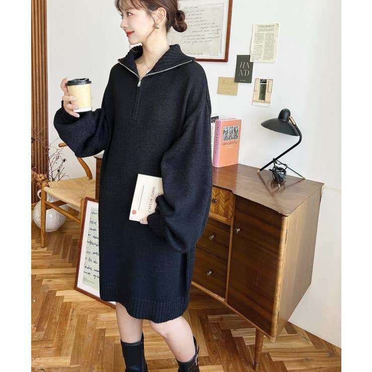 ハーフジップニットワンピース6G | moment+ | 詳細画像32 