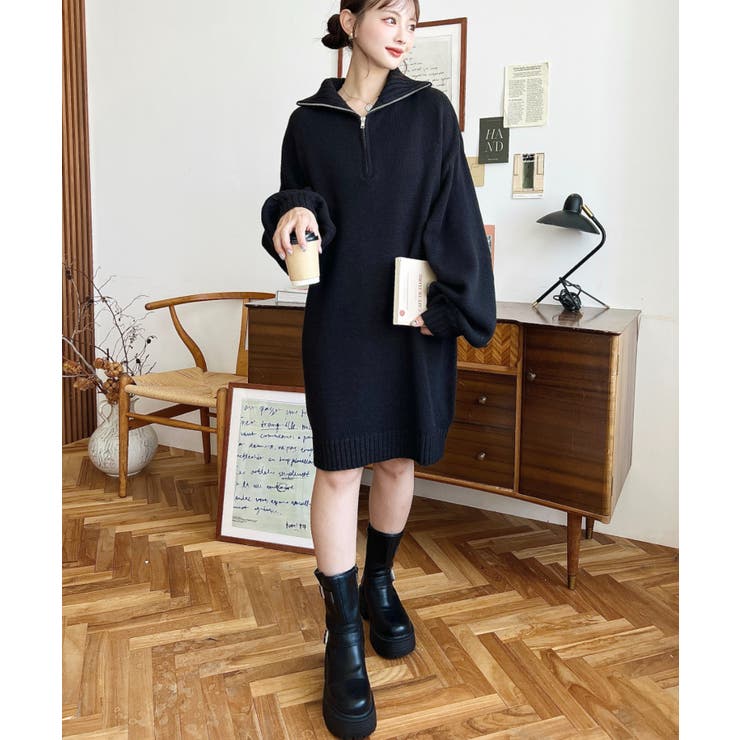 ハーフジップニットワンピース6G | moment+ | 詳細画像33 