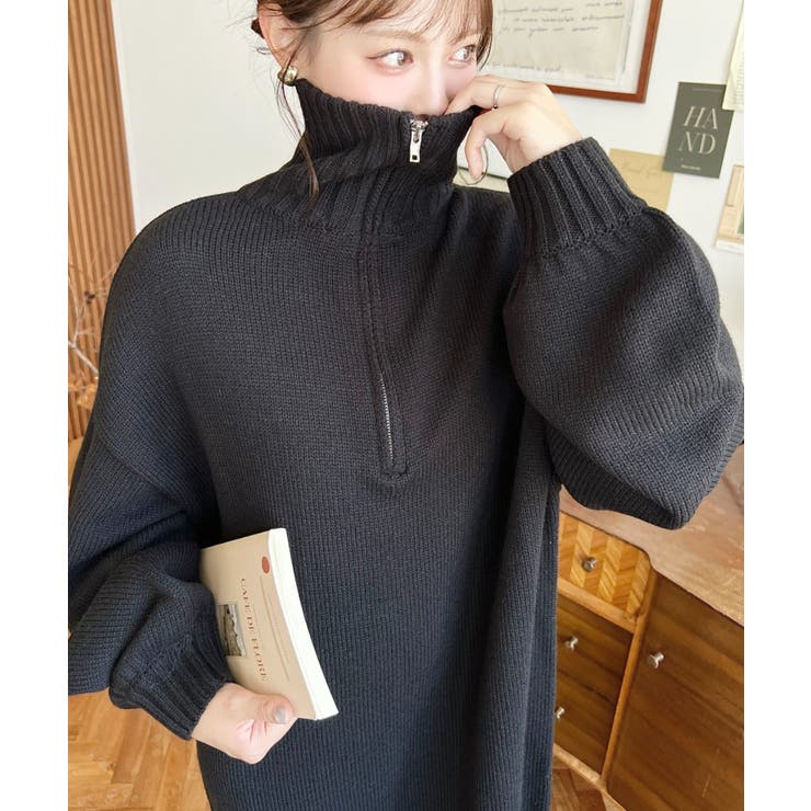 ハーフジップニットワンピース6G | moment+ | 詳細画像34 