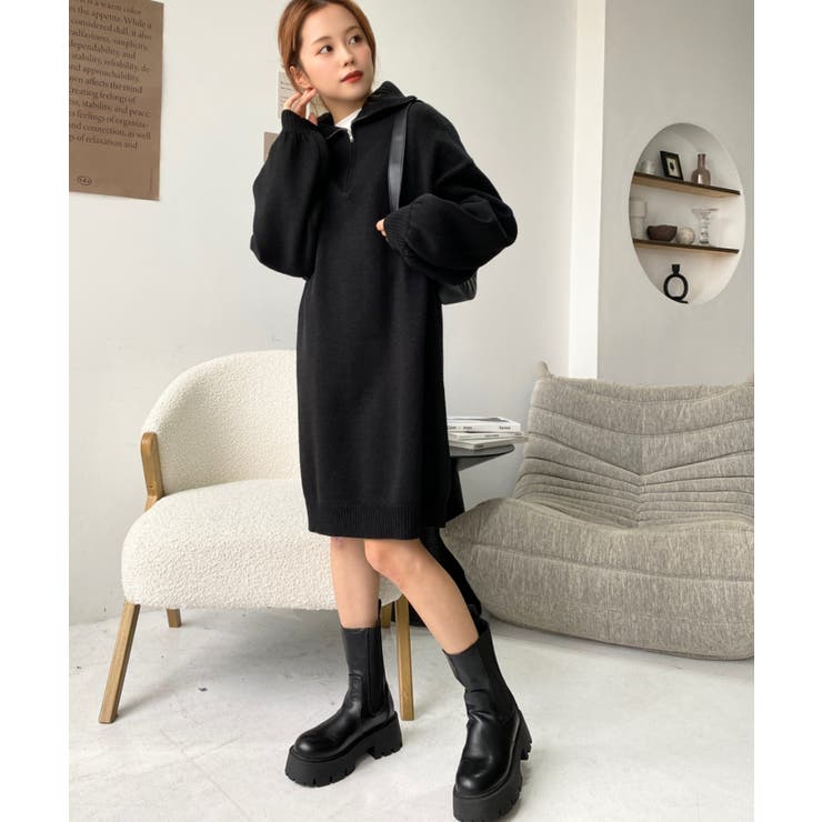 ハーフジップニットワンピース6G | moment+ | 詳細画像40 