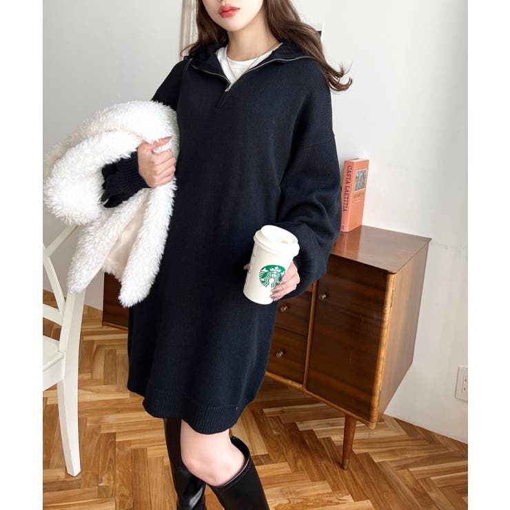 ハーフジップニットワンピース6G | moment+ | 詳細画像42 