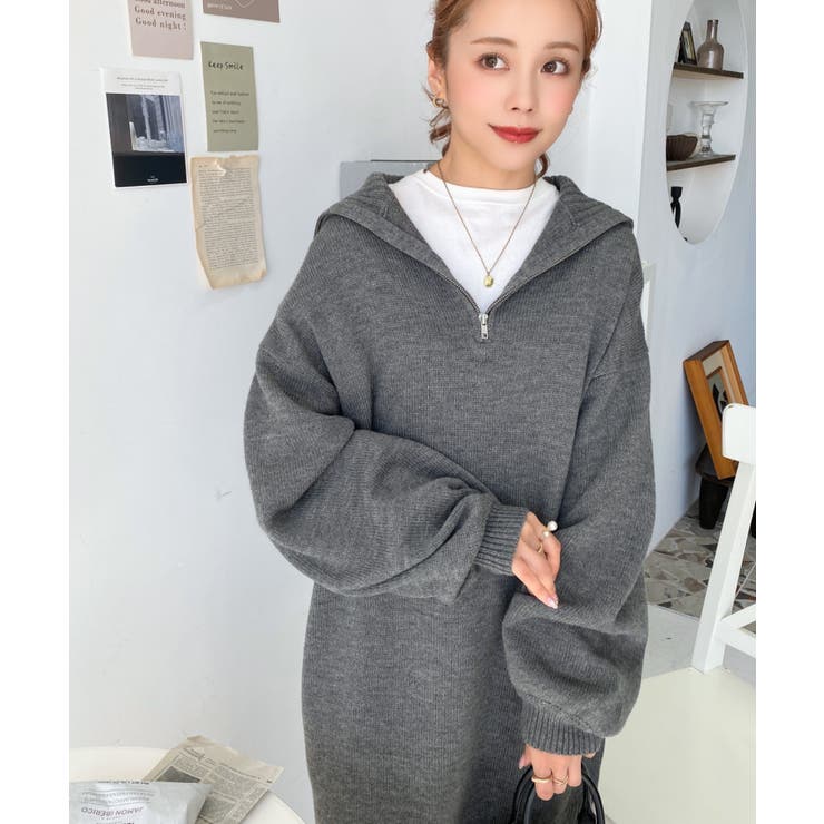 ハーフジップニットワンピース6G | moment+ | 詳細画像45 