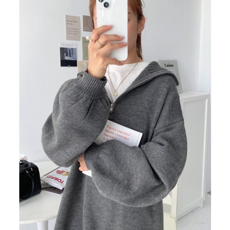 ハーフジップニットワンピース6G | moment+ | 詳細画像46 