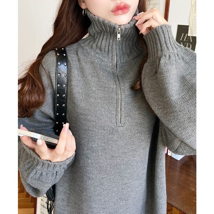 ハーフジップニットワンピース6G | moment+ | 詳細画像48 