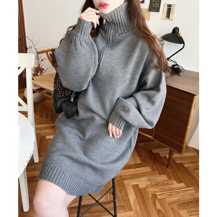 ハーフジップニットワンピース6G | moment+ | 詳細画像49 