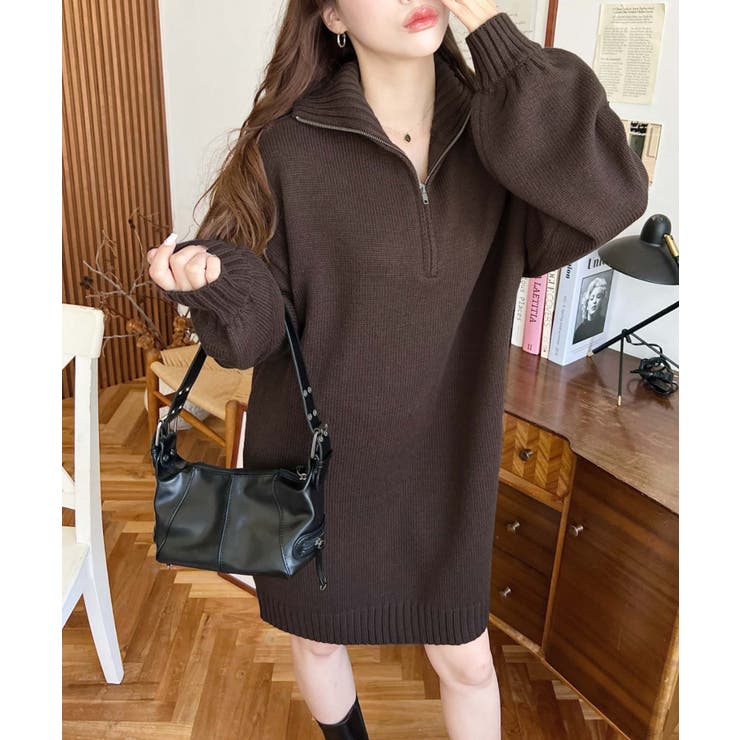 ハーフジップニットワンピース6G | moment+ | 詳細画像53 