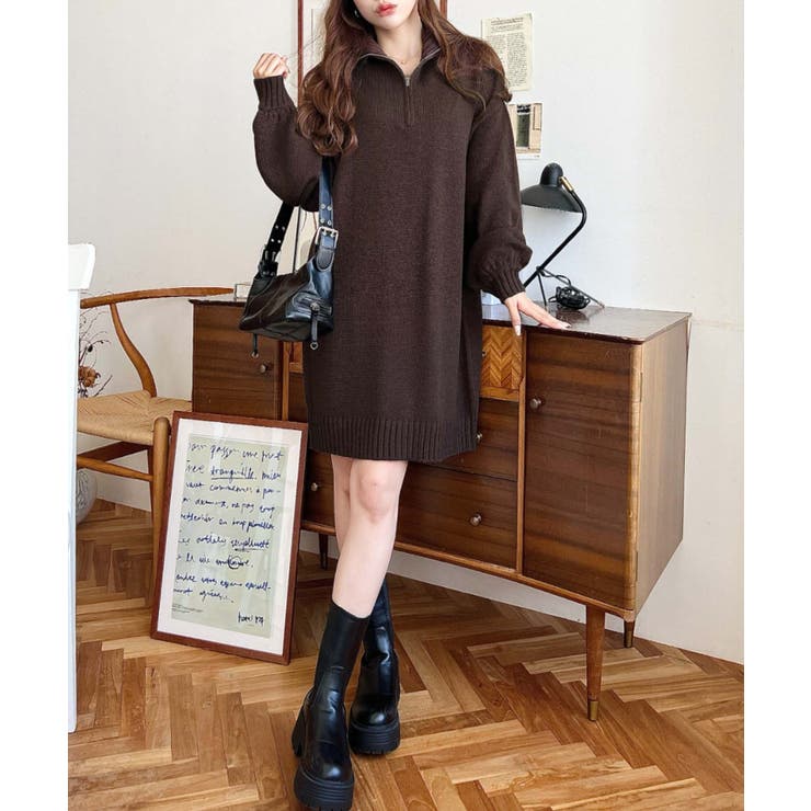 ハーフジップニットワンピース6G | moment+ | 詳細画像54 