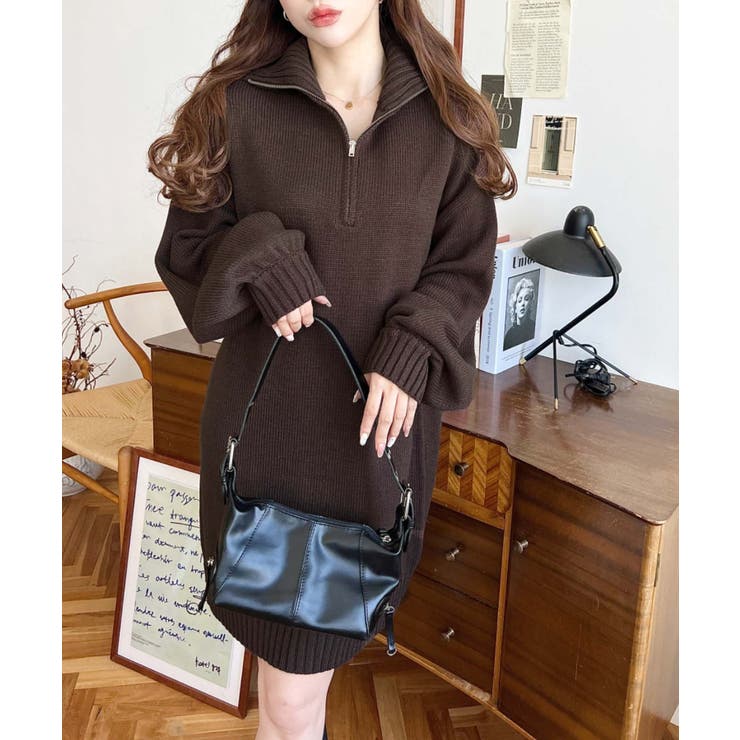 ハーフジップニットワンピース6G | moment+ | 詳細画像55 