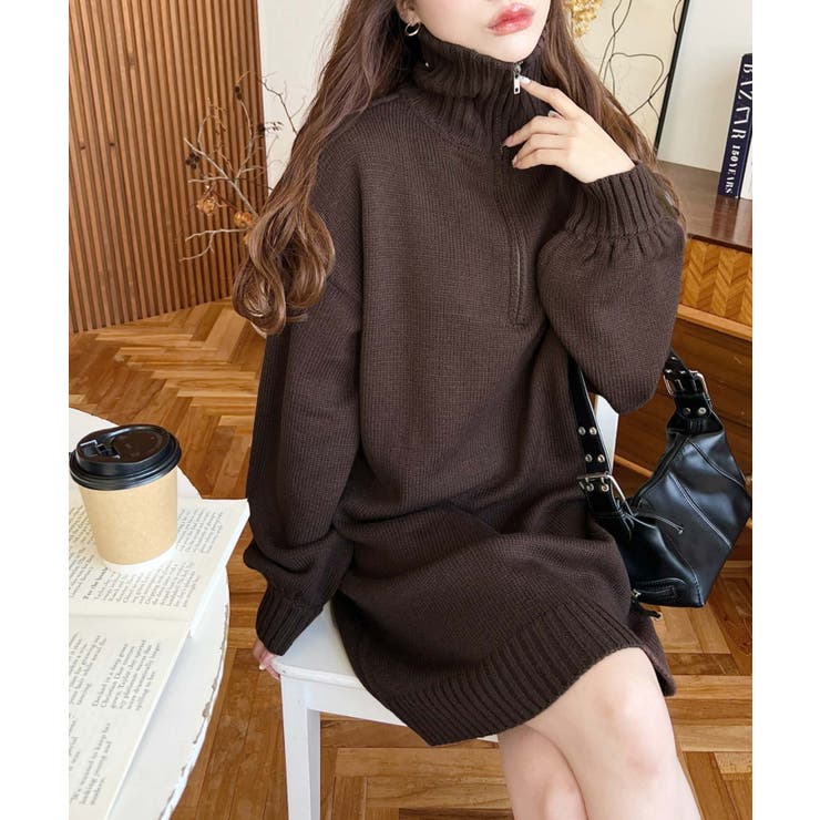 ハーフジップニットワンピース6G | moment+ | 詳細画像56 