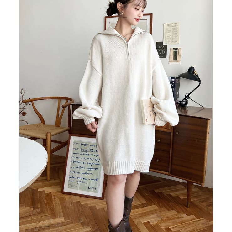 ハーフジップニットワンピース6G | moment+ | 詳細画像8 