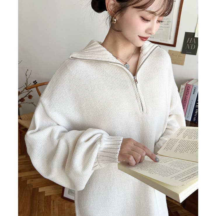 ハーフジップニットワンピース6G | moment+ | 詳細画像9 