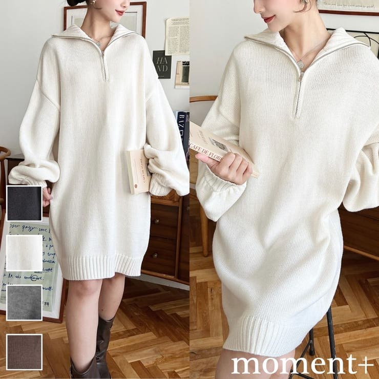 ハーフジップニットワンピース6G | moment+ | 詳細画像1 