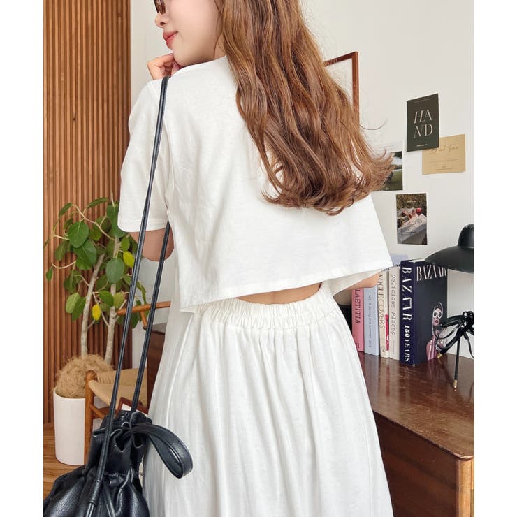 綿100％無地＆ボーダー オープンバック半袖ワンピース | moment+ | 詳細画像10 