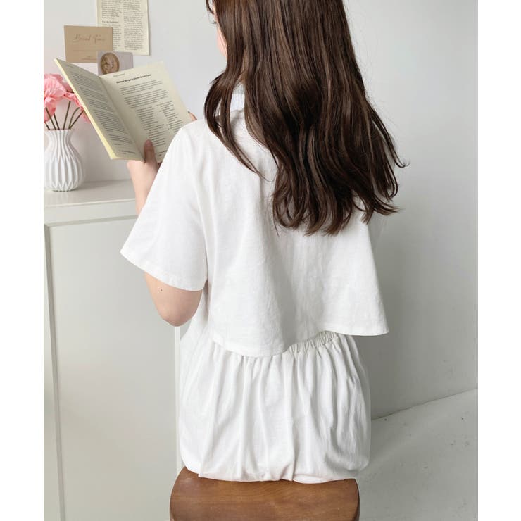 綿100％無地＆ボーダー オープンバック半袖ワンピース | moment+ | 詳細画像11 