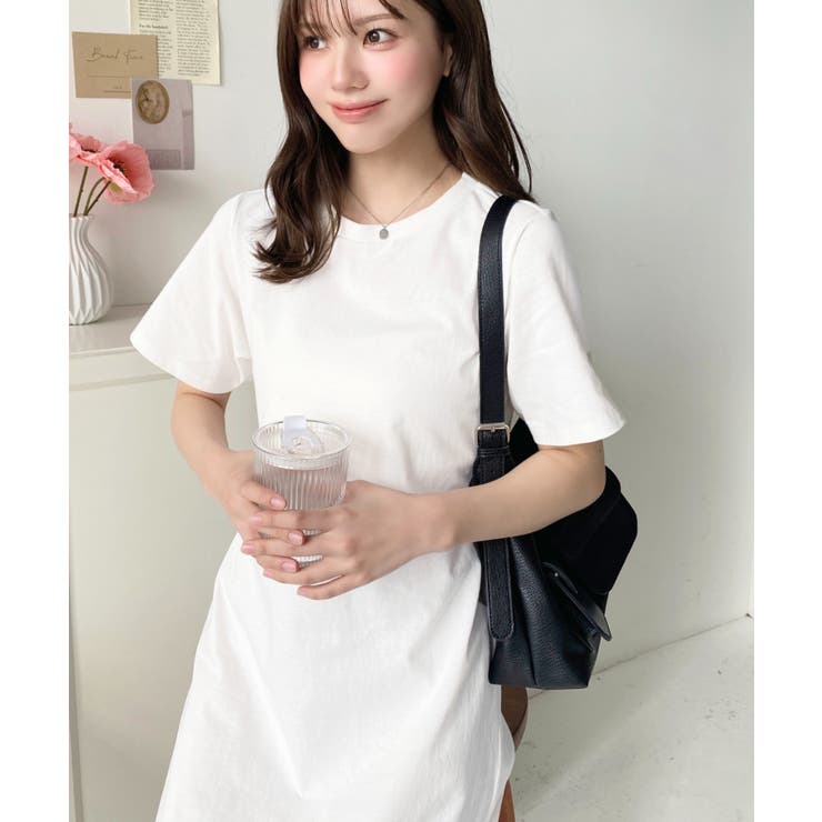 綿100％無地＆ボーダー オープンバック半袖ワンピース | moment+ | 詳細画像13 