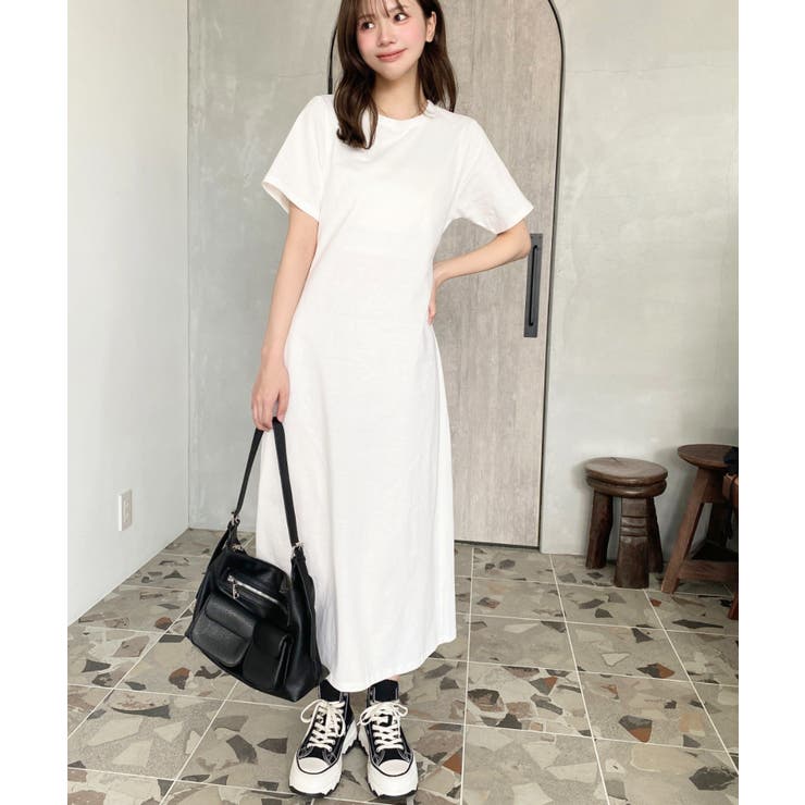 綿100％無地＆ボーダー オープンバック半袖ワンピース | moment+ | 詳細画像14 