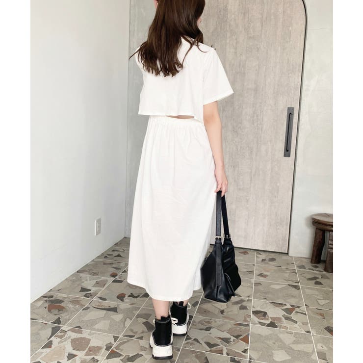 綿100％無地＆ボーダー オープンバック半袖ワンピース | moment+ | 詳細画像15 