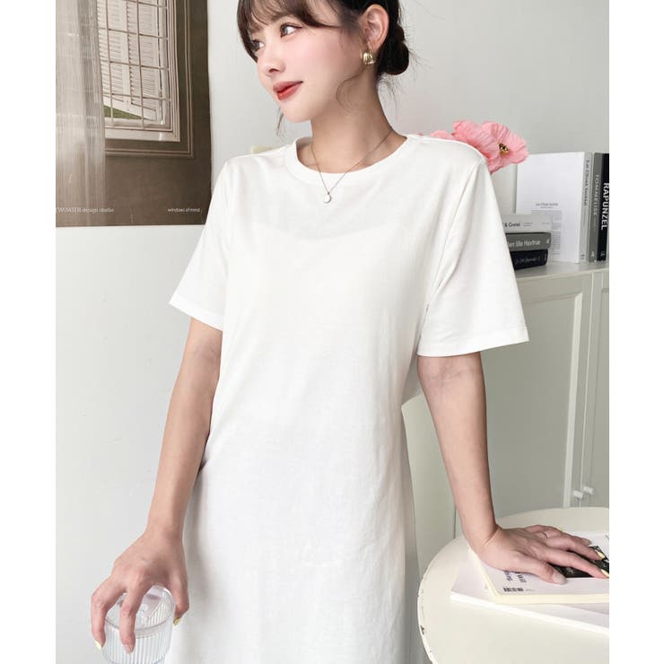 綿100％無地＆ボーダー オープンバック半袖ワンピース | moment+ | 詳細画像20 