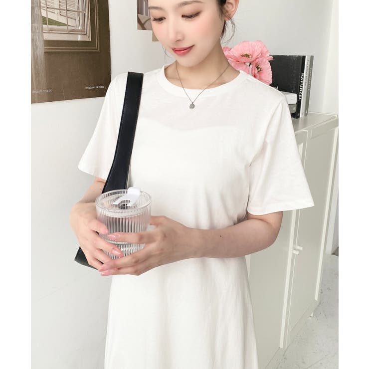 綿100％無地＆ボーダー オープンバック半袖ワンピース | moment+ | 詳細画像22 