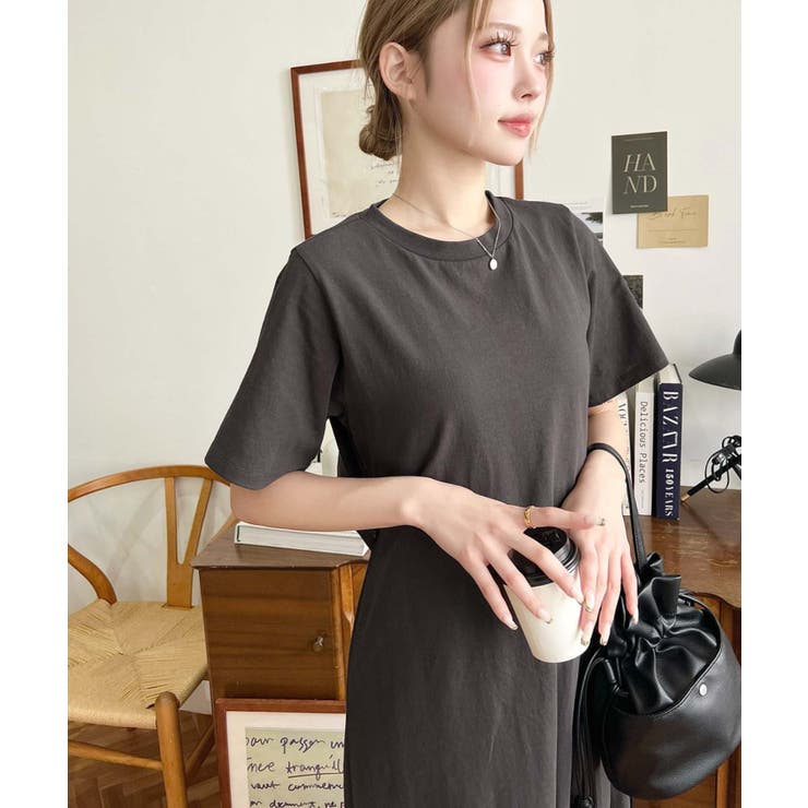 綿100％無地＆ボーダー オープンバック半袖ワンピース | moment+ | 詳細画像25 