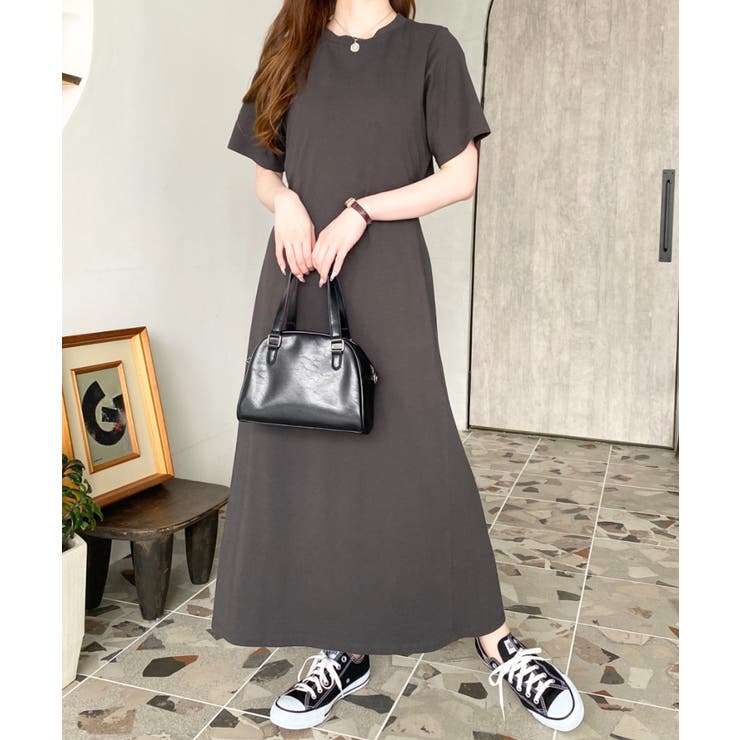 綿100％無地＆ボーダー オープンバック半袖ワンピース | moment+ | 詳細画像37 