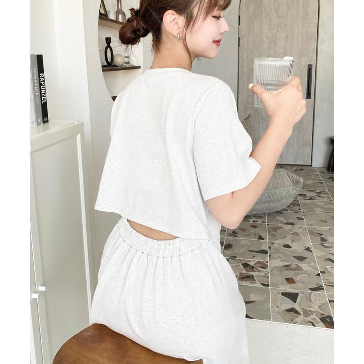 綿100％無地＆ボーダー オープンバック半袖ワンピース | moment+ | 詳細画像43 