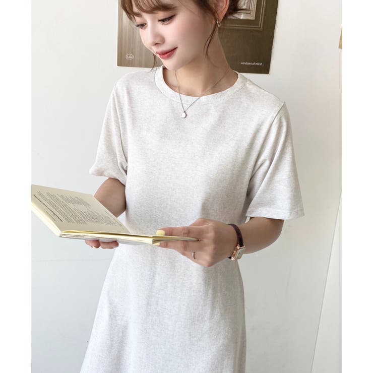 綿100％無地＆ボーダー オープンバック半袖ワンピース | moment+ | 詳細画像45 