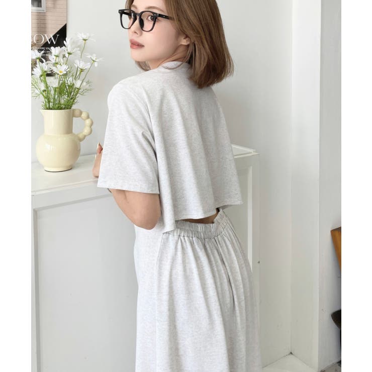 綿100％無地＆ボーダー オープンバック半袖ワンピース | moment+ | 詳細画像46 