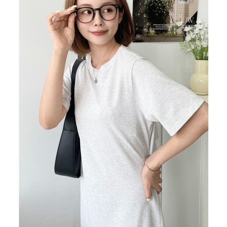 綿100％無地＆ボーダー オープンバック半袖ワンピース | moment+ | 詳細画像47 