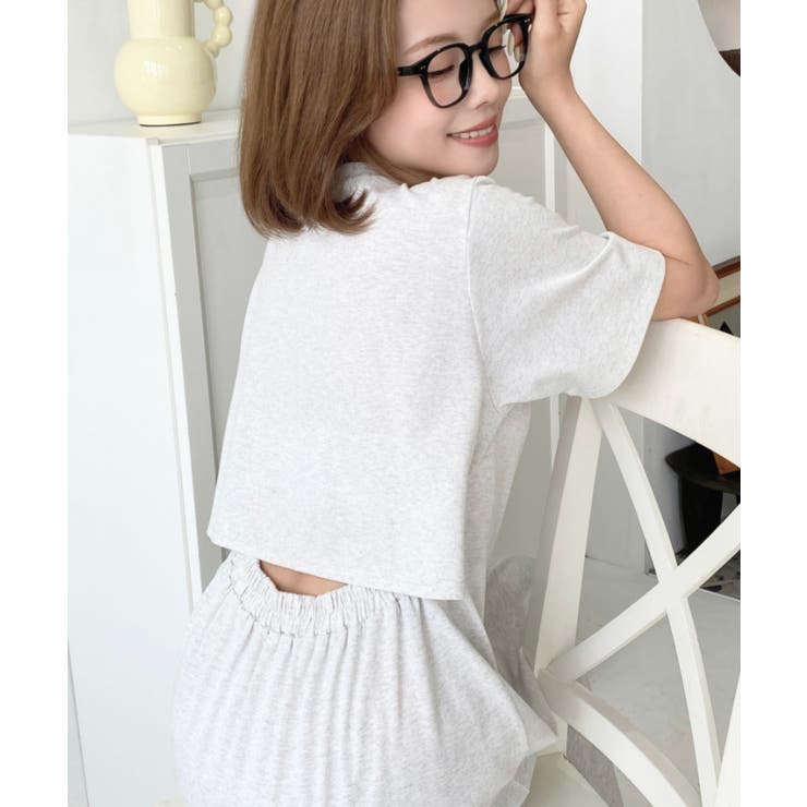 綿100％無地＆ボーダー オープンバック半袖ワンピース | moment+ | 詳細画像48 