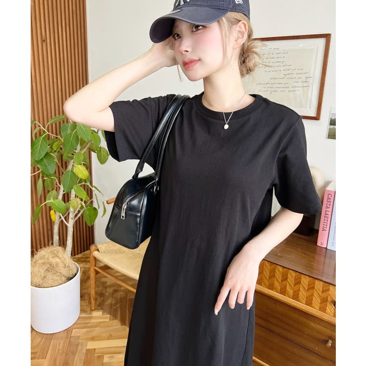 綿100％無地＆ボーダー オープンバック半袖ワンピース | moment+ | 詳細画像55 