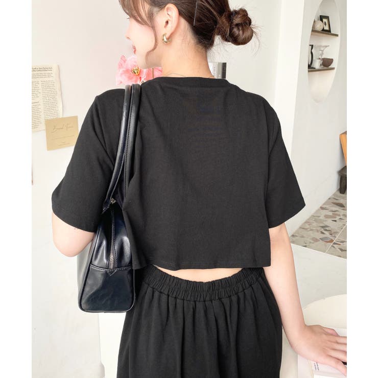 綿100％無地＆ボーダー オープンバック半袖ワンピース | moment+ | 詳細画像56 