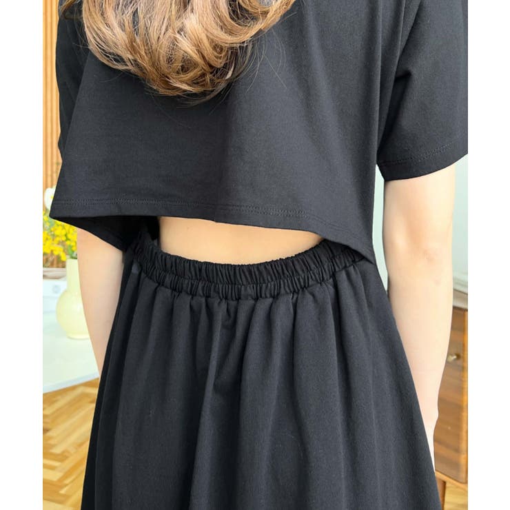 綿100％無地＆ボーダー オープンバック半袖ワンピース | moment+ | 詳細画像63 