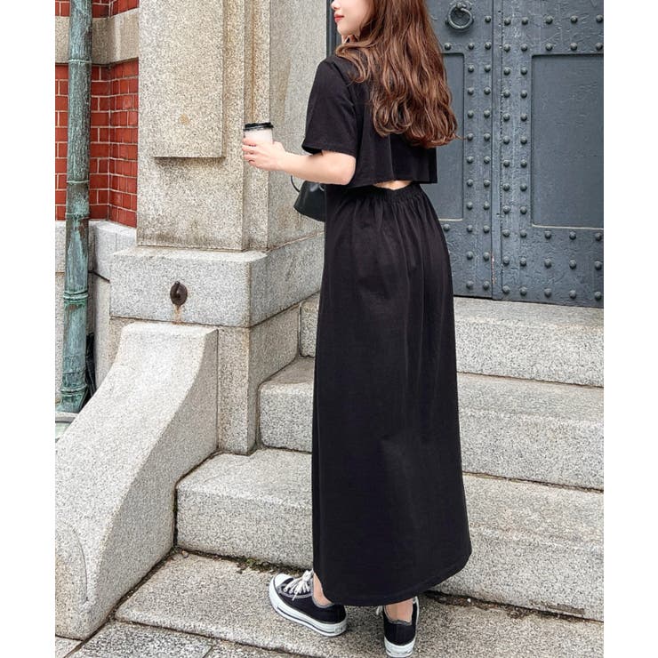 綿100％無地＆ボーダー オープンバック半袖ワンピース | moment+ | 詳細画像64 