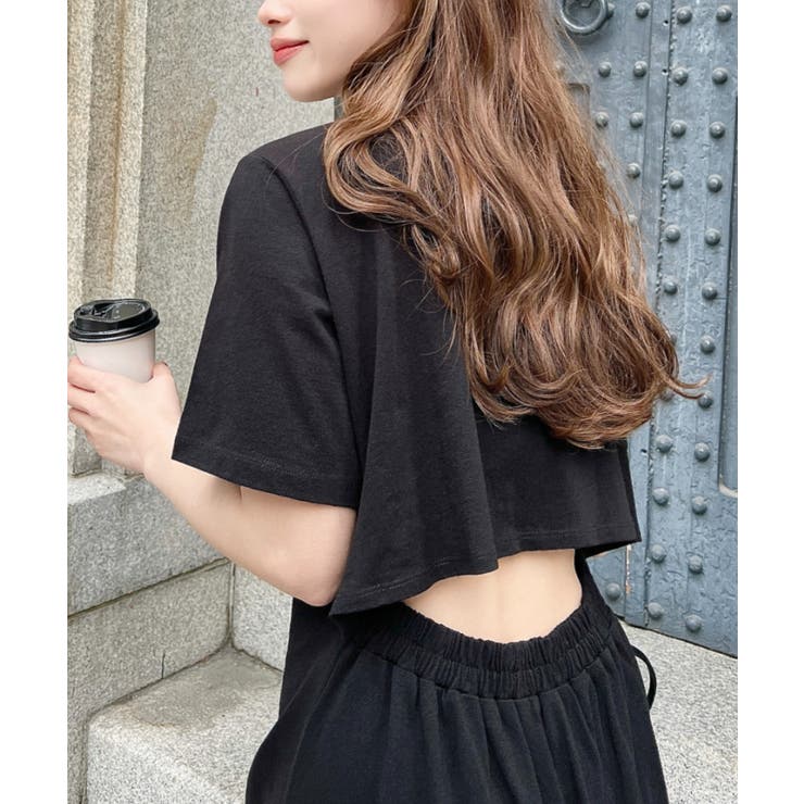 綿100％無地＆ボーダー オープンバック半袖ワンピース | moment+ | 詳細画像65 