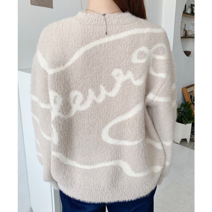 リボンラインジャガードフェザーニット長袖プルオーバー | moment+ | 詳細画像13 