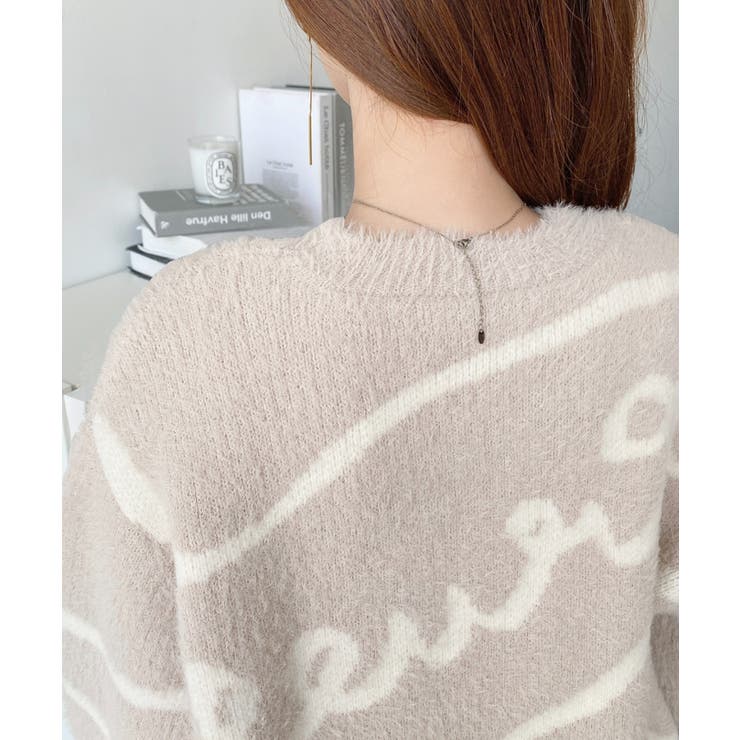 リボンラインジャガードフェザーニット長袖プルオーバー | moment+ | 詳細画像14 