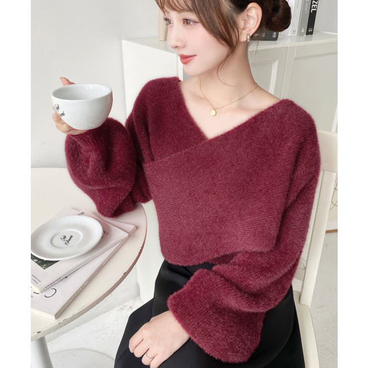 ボルドー | シャギーニットプルオーバーカシュクール | moment+