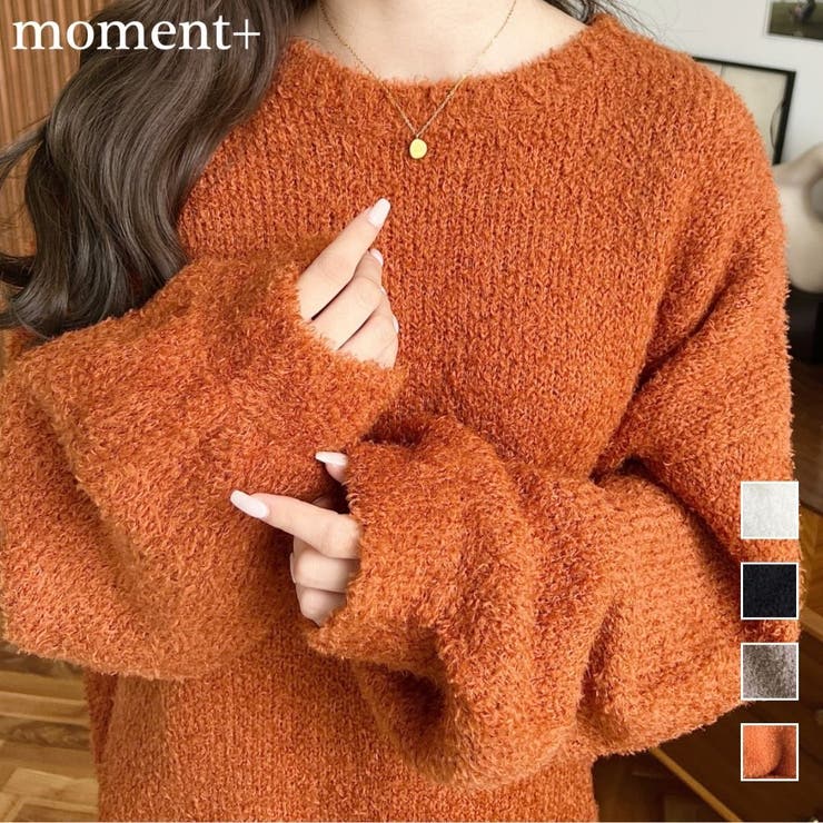 クルーネックソフトタッチフェザーニットプルオーバー[品番