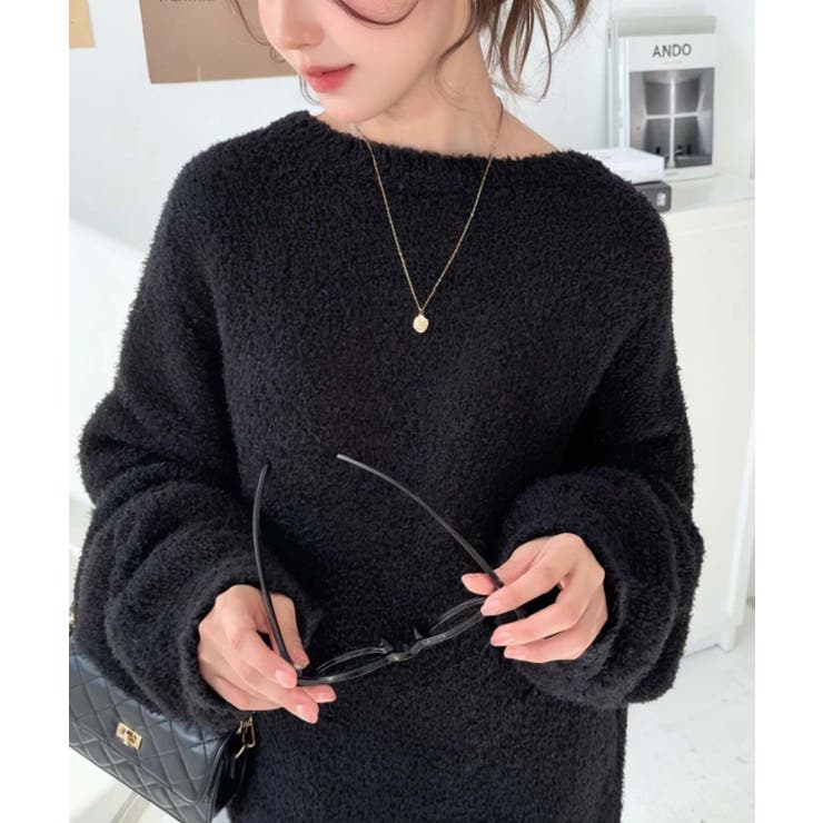 【新品未使用】ANDREAFENZIクルーネックニットS46ブラウン定価約3万円 未使用】ANDREAFENZIクルーネックニットS46ブラウン定価約3