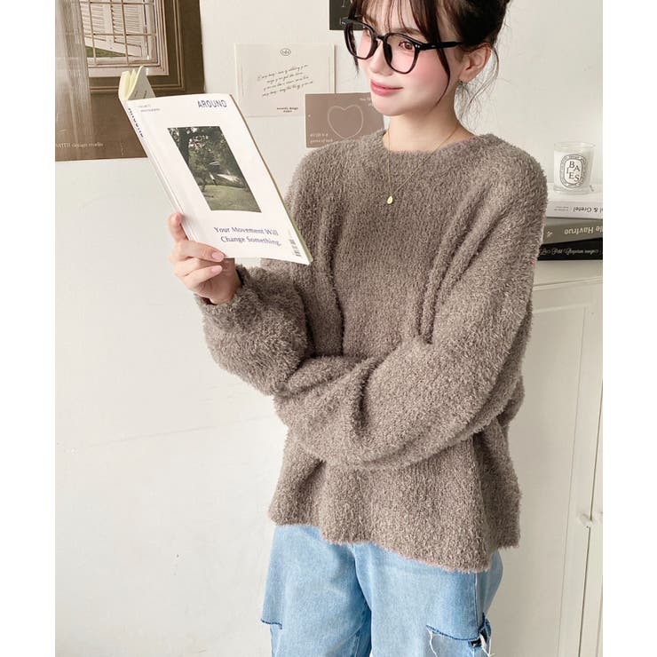 試着のみ　モヘヤブレンド ラメニット プルオーバー ブラック　ニット セール】【ラメニット】【キラキラ/きらきら】 フェザークルー