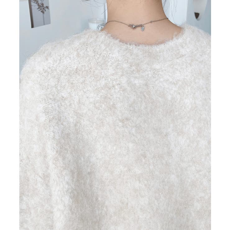 クルーネックサイドスリットブークレシャギーニットプルオーバー | moment+ | 詳細画像19 